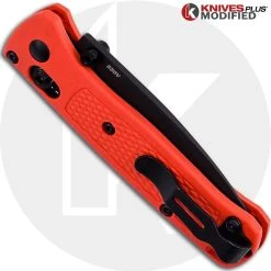 Benchmade Knives MODIFIED Benchmade Mini Bugout Orange 533BK-1 Knife - Black Blade -knifecenter shop KP 533BK1 4 CLOSED BACK LOGO