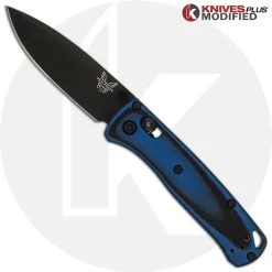 Benchmade Knives MODIFIED Benchmade Mini Bugout 533BK Knife + KP Contoured Black / Cobalt Blue G10 Scales