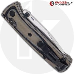 Benchmade Knives MODIFIED Benchmade Mini Bugout 533 Knife + KP Contoured Black / Desert Tan G10 Scales + KP Black Thumbstud & Standoffs 7 Benchmade Knives MODIFIED Benchmade Mini Bugout 533 Knife + KP Contoured Black / Desert Tan G10 Scales + KP Black Thumbstud & Standoffs -knifecenter shop KP MINIBUGOUT CONTOUREDFDEG10 CLOSED BACK