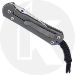 Chris Reeve Knives - Small Sebenza 31 Knife - S31-1000 - Stonewash Drop Point - Sandblast Titanium -knifecenter shop S31 1000 CLOSED BACK