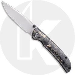 CIVIVI Knives CIVIVI Imperium C2106A - Stonewash Nitro-V - Shredded Carbon Fiber And Golden Shred Resin - Liner Lock - Front Flipper Folder