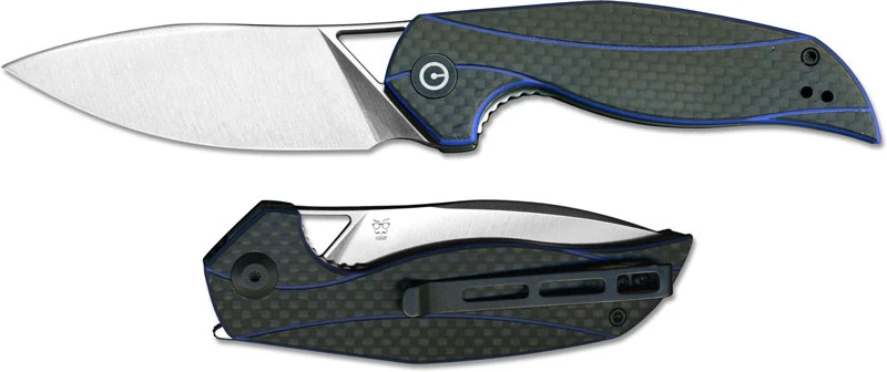 CIVIVI Knives WE Knife C903B CIVIVI Anthropos Elijah Isham Satin Drop Point Flipper Folder Blue G10 With Carbon Fiber Liner Lock 4 CIVIVI Knives WE Knife C903B CIVIVI Anthropos Elijah Isham Satin Drop Point Flipper Folder Blue G10 With Carbon Fiber Liner Lock - Image 2